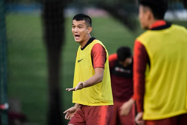 Xiao Zhi Kinesiska Nationella Fotboll Herrlaget Tar Del Träningen För — Stockfoto