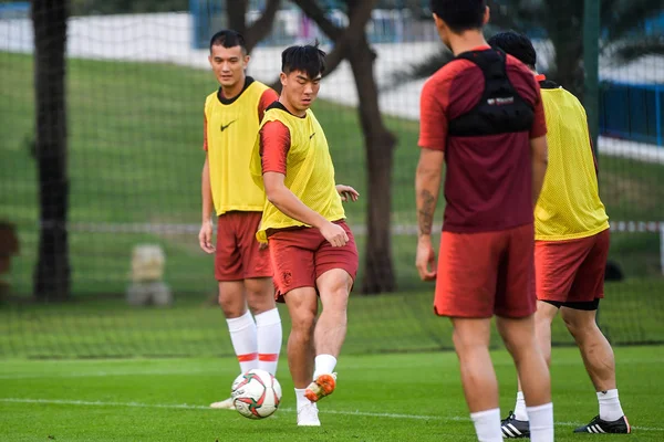 Mitglieder Der Chinesischen Männer Fußballnationalmannschaft Nehmen Einer Trainingseinheit Für Den — Stockfoto