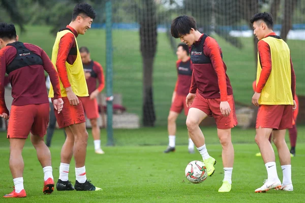 Mitglieder Der Chinesischen Männer Fußballnationalmannschaft Nehmen Einer Trainingseinheit Für Den — Stockfoto