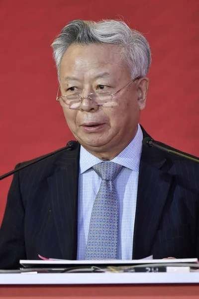 Jin Liqun Presidente Del Banco Asiático Inversión Infraestructuras Baii Habla —  Fotos de Stock