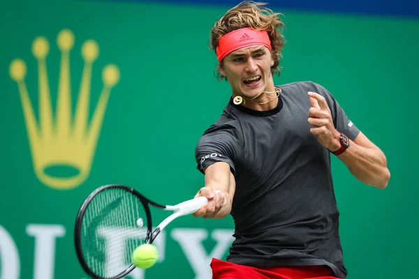 Alexander Zverev Alemania Devuelve Una Oportunidad Nikoloz Basilashvili Georgia Partido — Foto de Stock