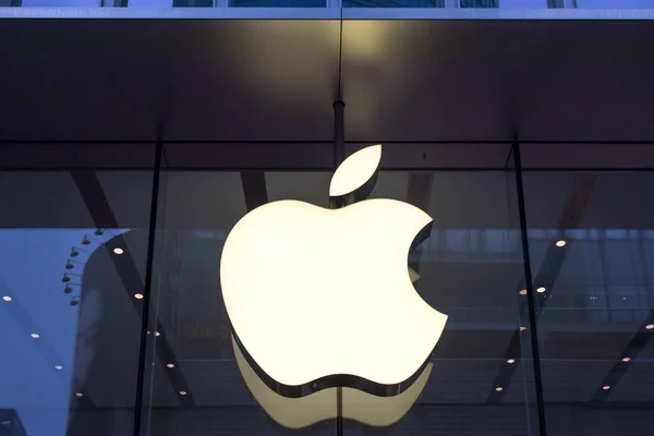 Vizualizarea Unui Logo Flagship Apple Store Din Shanghai China Septembrie — Fotografie, imagine de stoc