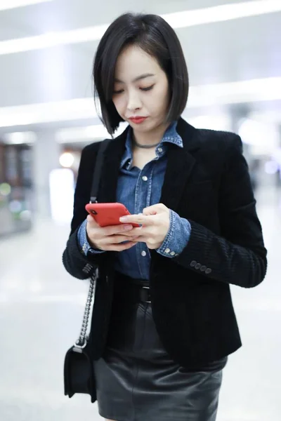 Cantante Actriz China Victoria Song Song Qian Llega Aeropuerto Internacional —  Fotos de Stock