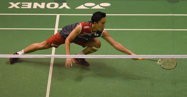 Kento Momota Japan Returns Shot Jonatan Christie Indonesia Eighth Final — 图库照片