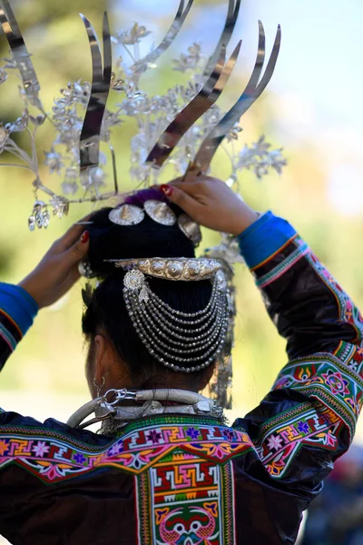 Çinli Bir Kadını Qiandongnan Miao Dong Özerk Güneybatı Çin Xinghua — Stok fotoğraf