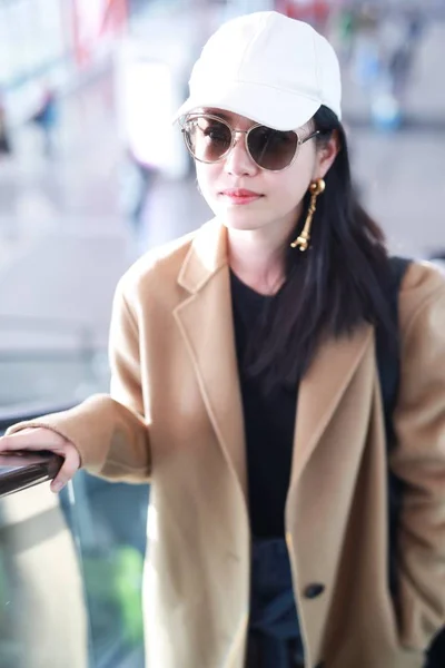 Тайванська Актриса Мішель Чень Зображений Міжнародного Аеропорту Шанхай Хунцяо Шанхаї — стокове фото
