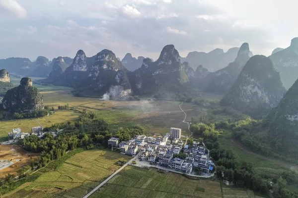 Landschaft Der Mingshi Weide Dorf Mingshi Kreis Daxin Autonome Region — Stockfoto