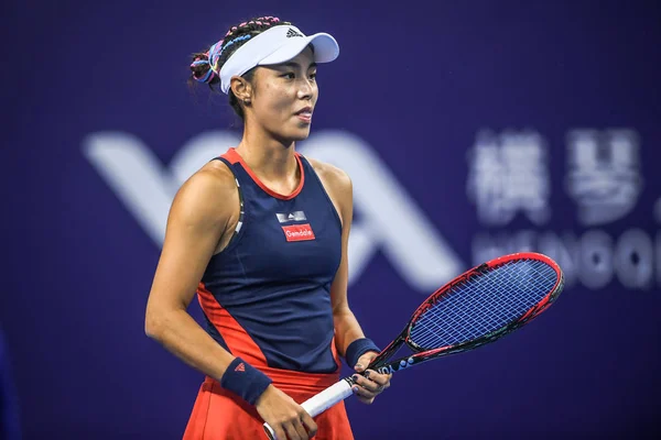 Wang Qiang China Festeggia Dopo Aver Sconfitto Madison Keys Degli — Foto Stock