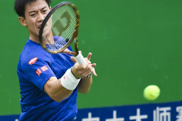 Japans Tennisster Kei Nishikori Neemt Deel Aan Een Training Met — Stockfoto