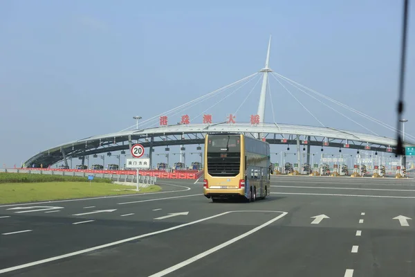 Över Hong Kong Zhuhai Macau Bridge Zhuhai Port Världens Längsta — Stockfoto