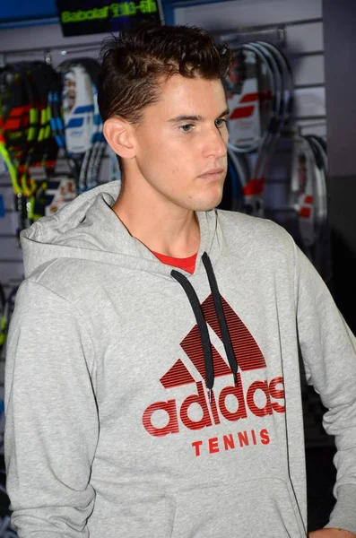 Österreichs Tennis Star Dominic Thiem Besucht Ein Promotionevent Vorfeld Des — Stockfoto