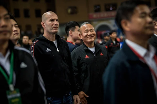 stock image French football superstar and coach Zinedine Zidane attends the start match of the 2018-2019 adidas CUFA (China University Football Association) in Guangzhou city, south China's Guangdong province, 30 November 2018