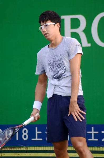 Tennista Sudcoreano Chung Hyeon Partecipa Una Sessione Allenamento Preparazione Del — Foto Stock