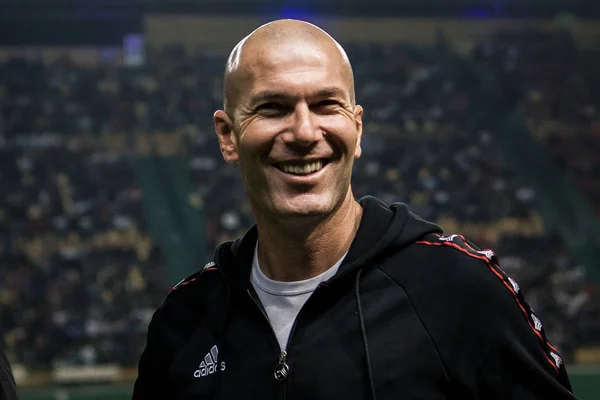 Superstar Treinador Futebol Francês Zinedine Zidane Participa Jogo Início 2018 — Fotografia de Stock