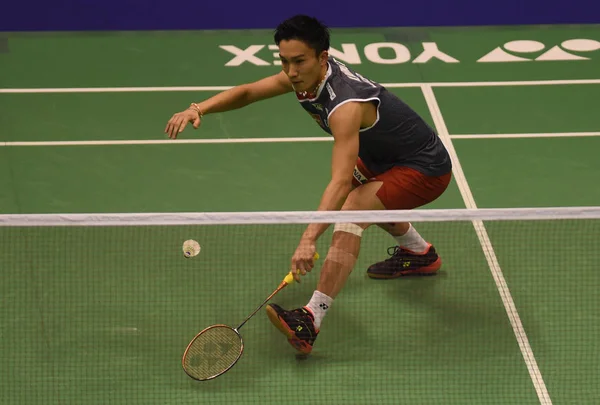 Kento Momota Japan Returns Shot Jonatan Christie Indonesia Eighth Final — 图库照片