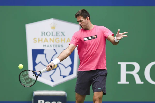 Argentina Tenisový Hráč Juan Martin Del Potro Účastní Školení Rámci — Stock fotografie