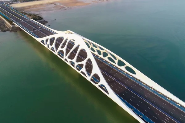 Die Korallenbrücke Shanhubei Qiao Auf Chinesisch Ist Der Stadt Qingdao — Stockfoto