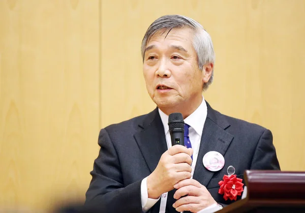 Hiroshi Yokoo Styrelseordförande Aeon Ltd Sköter Välkomstfest För Lilla Japanska — Stockfoto