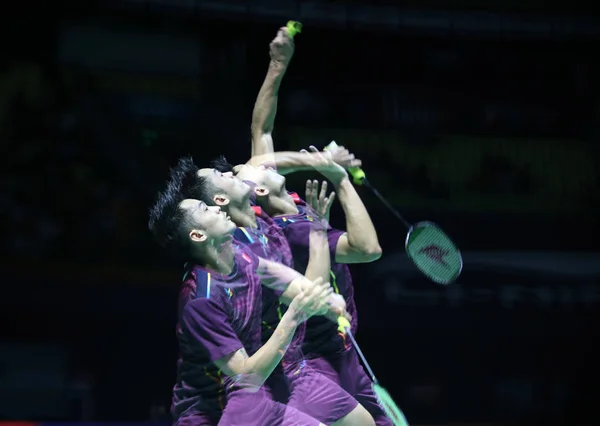 Lin Dan China Juega Una Oportunidad Para Kento Momota Japón — Foto de Stock