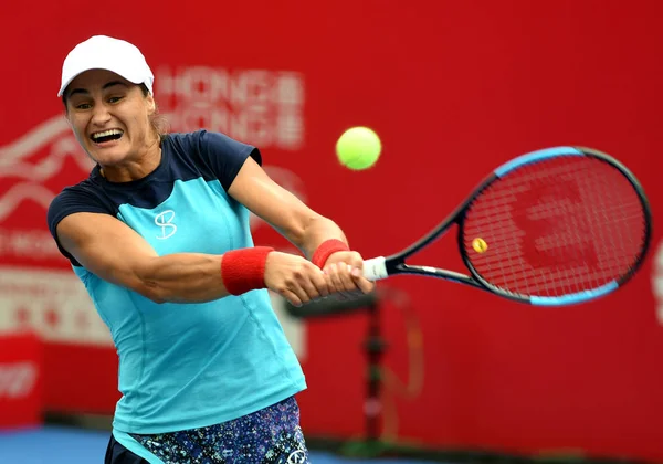 Monica Niculescu Rumunii Zwraca Strzał Daria Gavrilova Polska Drugim Meczu — Zdjęcie stockowe