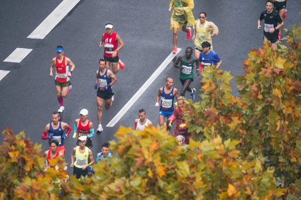 Participantes Competem Maratona Internacional Xangai 2018 Xangai China Novembro 2018 — Fotografia de Stock