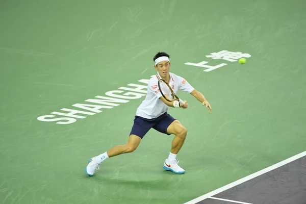 Kei Nishikori Japan Returns Shot Yibing China Second Match Men — Stock Photo, Image