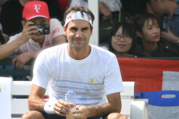 Estrella Suiza Del Tenis Roger Federer Participa Una Sesión Entrenamiento — Foto de Stock