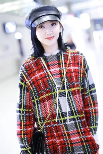 Chinese Actrice Jing Tian Afgebeeld Shanghai Hongqiao International Airport Shanghai — Stockfoto