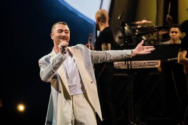 In this handout image, English singer-songwriter Sam Smith performs during his 