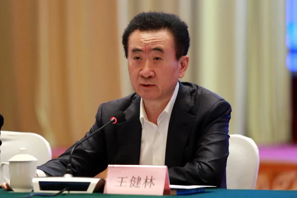 Wang Jianlin Przewodniczący Dalian Wanda Grupy Uczęszcza Forum Rozwoju Piłki — Zdjęcie stockowe
