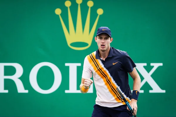 Nicolas Jarry Chile Comemora Após Marcar Contra Kyle Edmund Inglaterra — Fotografia de Stock