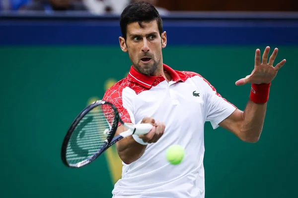 Novak Djokovic Serbia Returns Shot Borna Coric Croatia Men Singles — Stockfoto