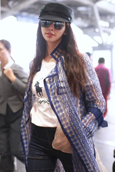 Modelo Actriz Taiwanesa Lin Chi Ling Llega Aeropuerto Internacional Beijing —  Fotos de Stock