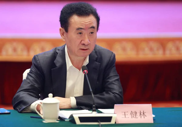 Wang Jianlin Przewodniczący Dalian Wanda Grupy Uczęszcza Forum Rozwoju Piłki — Zdjęcie stockowe