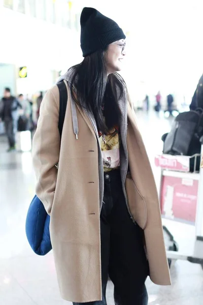 Actrița Chineză Yao Chen Este Fotografiată Aeroportul Internațional Beijing Capital — Fotografie, imagine de stoc