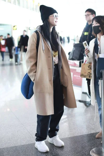 Chinese Actress Yao Chen Pictured Beijing Capital International Airport Beijing — Stock Photo, Image