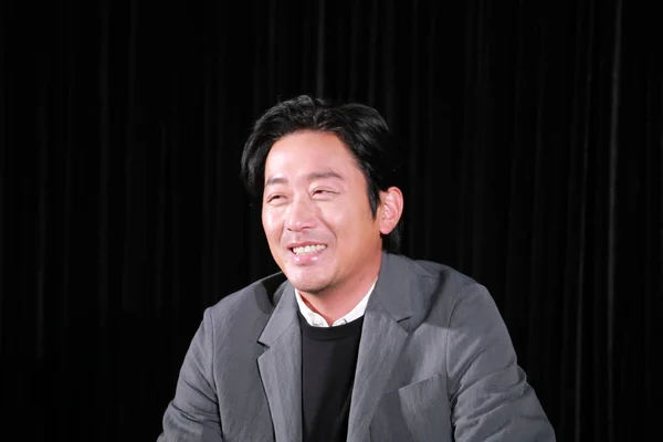 Zuid Koreaanse Acteur Jung Woo Woont Een Persconferentie Voor Nieuwe — Stockfoto