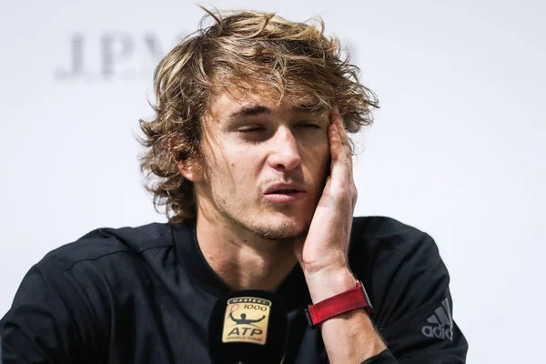 Alexander Zverev Aus Deutschland Nimmt Einer Pressekonferenz Teil Nachdem Halbfinale — Stockfoto