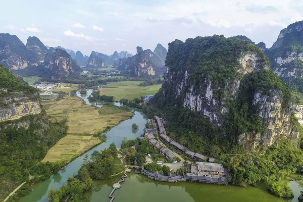 Paisaje Pastoral Mingshi Aldea Mingshi Condado Daxin Región Autónoma Guangxi —  Fotos de Stock