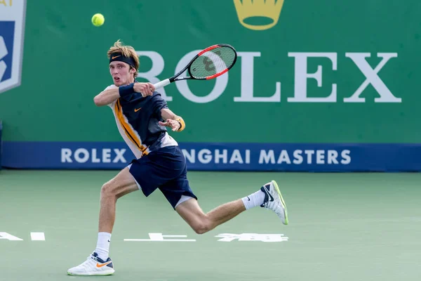 Andrey Rublev Russia Returns Shot Roberto Bautista Agut Spain First — Stock Photo, Image