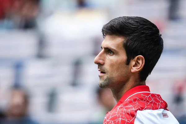 Novak Djokovic Serbie Réagit Alors Affronte Kevin Anderson Afrique Sud — Photo