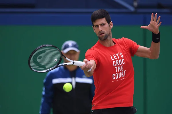 Servische Tennis Sterren Novak Djokovic Neemt Deel Aan Een Training — Stockfoto