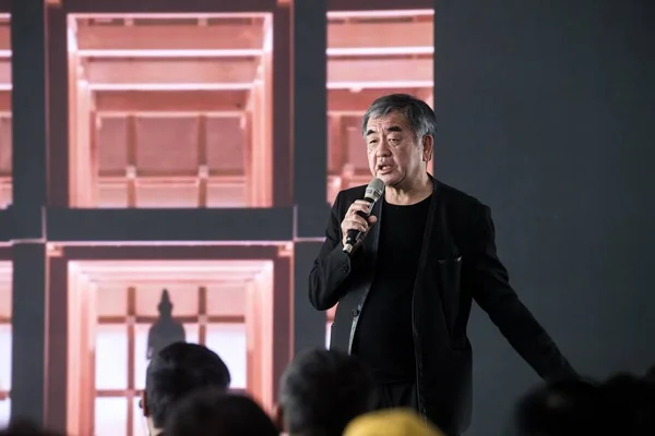 Japonský Architekt Kengo Kuma Navštěvuje Čína Domu Vize 2018 Pekingu — Stock fotografie