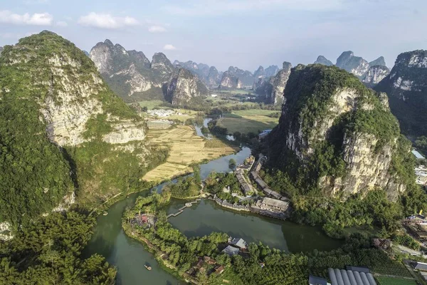 Paisaje Pastoral Mingshi Aldea Mingshi Condado Daxin Región Autónoma Guangxi — Foto de Stock