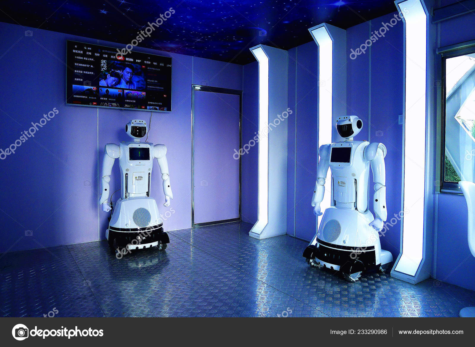 Intelligent Robots Named Big Blue Drafted Service Displayed Police