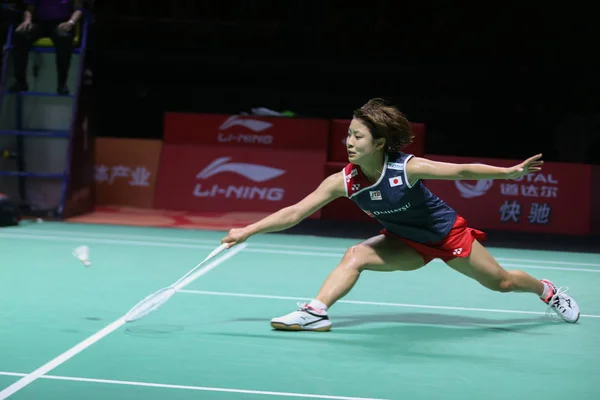 Nozomi Okuhara Japonii Zwraca Strzał Chen Yufei Chin Finale Gra — Zdjęcie stockowe