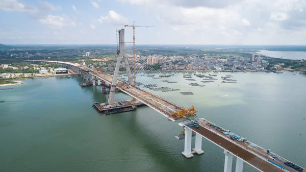 Widok Lotu Ptaka Puqian Most Chiny Najsilniejsze Mostu Odporne Trzęsienia — Zdjęcie stockowe