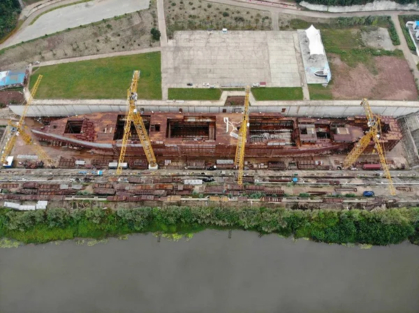 Een Full Scale Replica Van Titanic Passagier Liner Aanbouw Daying — Stockfoto