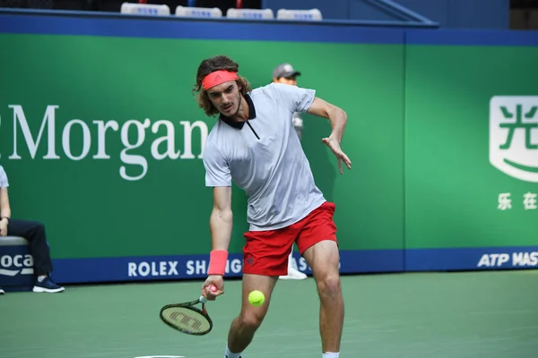 Stefanos Tsitsipas Grecia Devuelve Una Oportunidad Gael Monfils Francia Primer — Foto de Stock