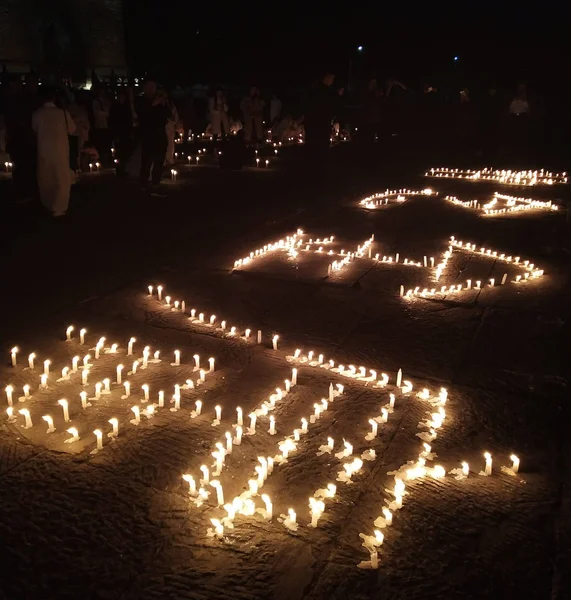 Taoístas Entusiastas Locales Del Kung Queman Velas Para Llorar Famoso — Foto de Stock